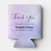 Stijlvolle Paarse Abstracte Waterverf bruiloft Blikjeskoeler (Achterkant)