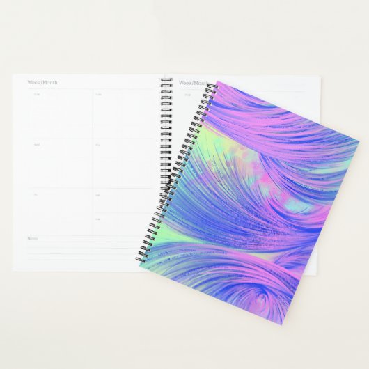 Stijlvolle Paarse blauw Abstract veren Planner (Display)