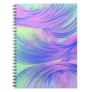 Stijlvolle Paarse blauw groene Abstracte veren Notitieboek