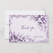 Stijlvolle paarse bloemen bedankkaart (Voorkant)