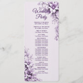 Stijlvolle paarse bloemen bruiloft programma (Achterkant)