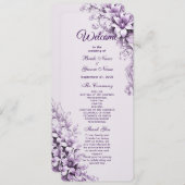 Stijlvolle paarse bloemen bruiloft programma (Voorkant / Achterkant)