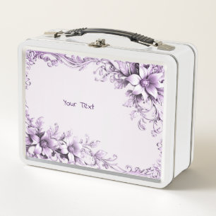 Stijlvolle paarse bloemen lunchbox