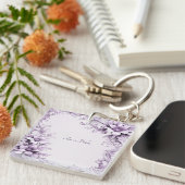 Stijlvolle paarse bloemen sleutelhanger (Voorkant Rechts)