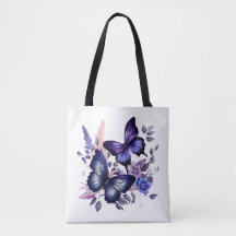 Stijlvolle Paarse Butterfly-Canvas tas