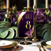 Stijlvolle Paarse en gouden Calla Lily Kaart