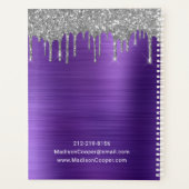 Stijlvolle Paarse Glitter Stylist Business Planner (Achterkant)