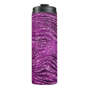 Stijlvolle paarse glitter wilde tijgerstrepen patr thermosbeker