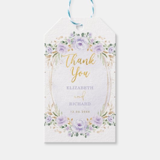 Stijlvolle Paarse goudbekistingen Cadeaulabel (Voorkant)