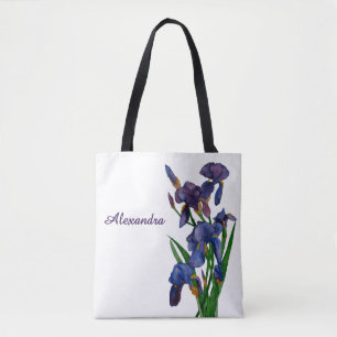 Stijlvolle Paarse Iris Waterverf Bloemen Draagtas