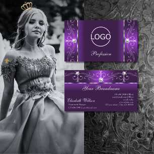 Stijlvolle Paarse Lila Squiggled Jewels met Logo Visitekaartje