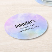 Stijlvolle Paarse roze blauwe Abstracte Waterverf Ronde Kartonnen Onderzetter (Gebogen)