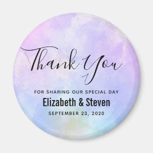 Stijlvolle Paarse roze blauwe Waterverf bruiloft Magneet