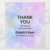 Stijlvolle Paarse roze blauwe Waterverf bruiloft Wijn Etiket (Enkel label)