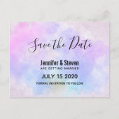 Stijlvolle Paarse Roze Blauwe Waterverf Sla de dat Uitnodiging Briefkaart (Voorkant)