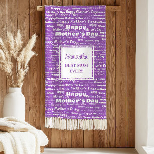 Stijlvolle paarse script Moederdag cadeau oma Sherpa Deken