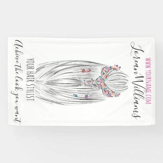 Stijlvolle Pastel Hair Stylist Braid Hairstyle Blo Spandoek (Horizontaal)