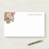 Stijlvolle Pastel Kleuren Waterverf Rozen Sjabloon Post-it® Notes (Op bureau)