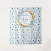 Stijlvolle Pastelblauwe Gouden Baby Shower Tapijt Wandkleed (Voorkant)