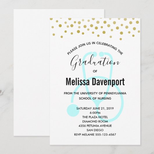 Stijlvolle Pastelblauwe Verpleegkundige Afstudeeru Kaart (Voorkant / Achterkant)