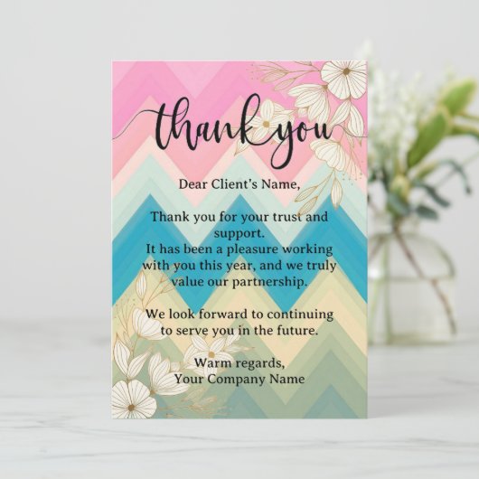 Stijlvolle pastelbloem waardering voor kleine bedr bedankkaart (Staand voorkant)