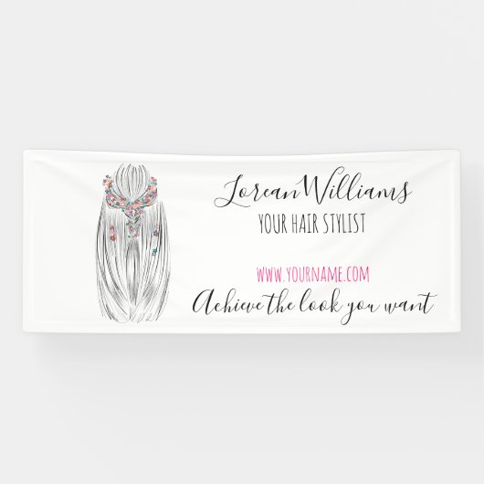 Stijlvolle Pastelkleur Haar Stylist Vlecht Kapsel Spandoek (Horizontaal)