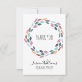 Stijlvolle Pastelkleurige Bladige Kapsalon Bloemen Bedankkaart (Voorkant)
