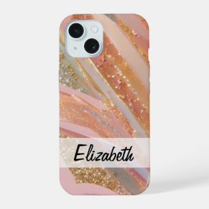 Stijlvolle pastelroze, Paarse, blauwe glitter iPhone 15 Hoesje
