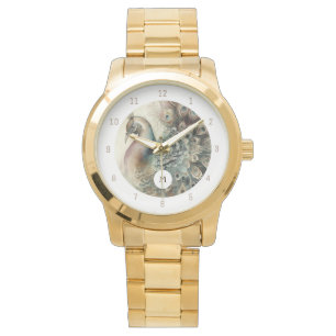 Stijlvolle pauw   Voeg uw Initiaal toe Horloge