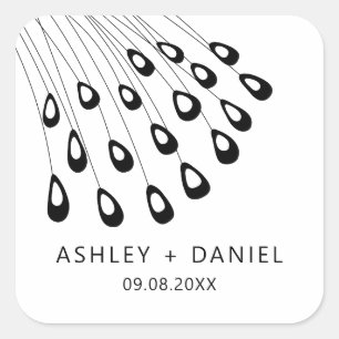 Stijlvolle Peacock Feather Modern Sticker, Favor T Vierkante Sticker