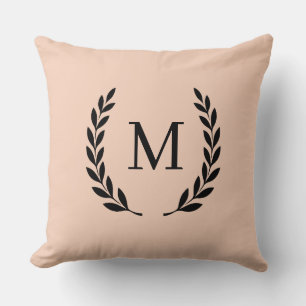 Stijlvolle Perzik Monogram Eerste Letter Kussen
