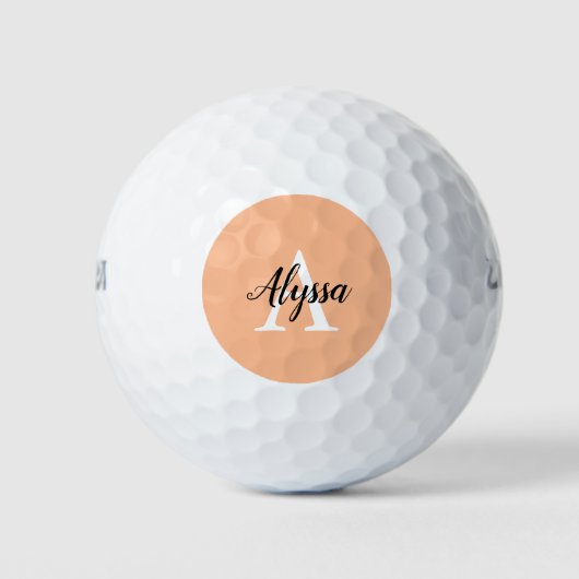 Stijlvolle perzik monogram script golfballen (Voorkant)