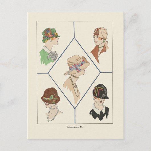 Stijlvolle Petten Franse illustratie Art Deco Briefkaart (Voorkant)