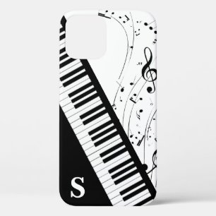 Stijlvolle Piano Keyboard Muzieknoten Monogram iPhone 12 Hoesje