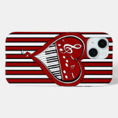 Stijlvolle Piano-Muzieknoten in Red Black en White Case-Mate iPhone Case (Achterkant (horizontaal))