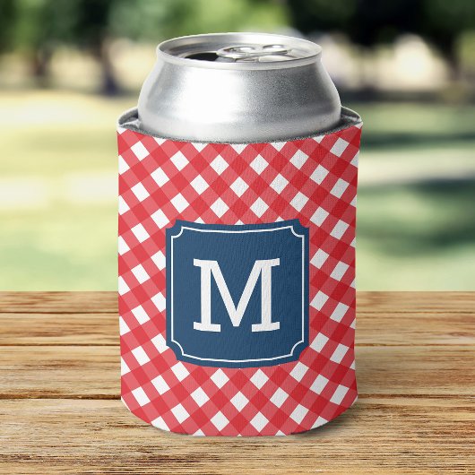 Stijlvolle Picknick Red Gingham Personaliseer Mono Blikjeskoeler