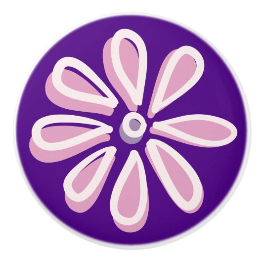 Stijlvolle Pink Bloom Doodle Keramische Knop (Voorkant)