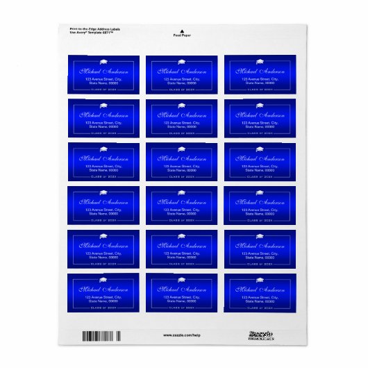 Stijlvolle platte blauwe gradiënt - Afloopklep Etiket (Full Sheet)