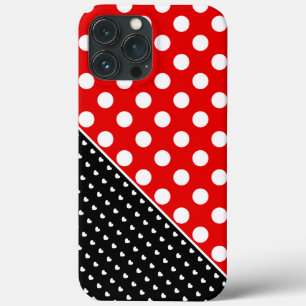 Stijlvolle poka Dots Red, Black en White iPhone 13 Pro Max Hoesje