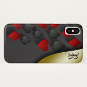 Stijlvolle Poker Suits op zwart Monogram Case-Mate iPhone Case (Achterkant (horizontaal))