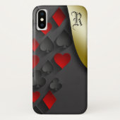 Stijlvolle Poker Suits op zwart Monogram Case-Mate iPhone Case (Achterkant)