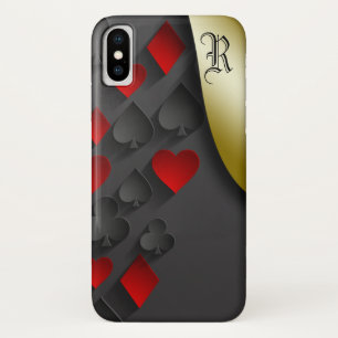 Stijlvolle Poker Suits op zwart Monogram iPhone X Hoesje