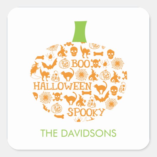 Stijlvolle Pompoen Halloween Gift Label Stickers (Voorkant)