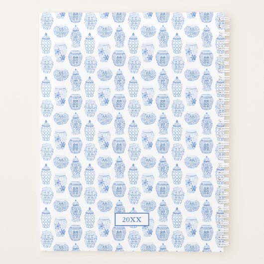 Stijlvolle preppy Blue en White Affirmations Planner (Achterkant)