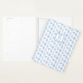 Stijlvolle preppy Blue en White Affirmations Planner (Display)