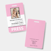 Stijlvolle Press ID-badge met foto- en QR-code Badge (Front & Back)
