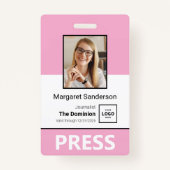 Stijlvolle Press ID-badge met foto- en QR-code Badge (Voorkant)