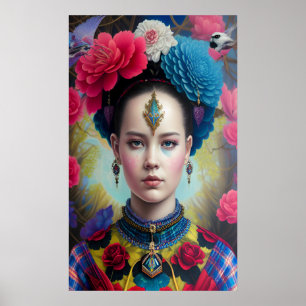 Stijlvolle prinses met tartanen outfit poster