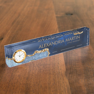 Stijlvolle professionele marine Blue Glitter Kanto Naambordje