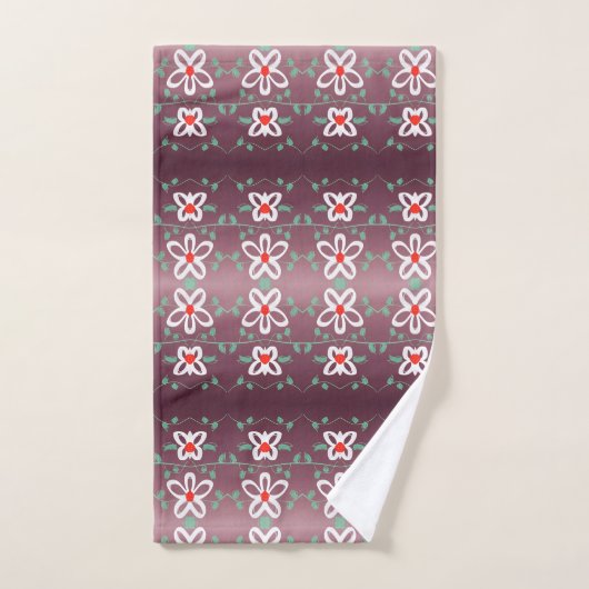 Stijlvolle pruim en rode bloem bad handdoek (Handdoek)